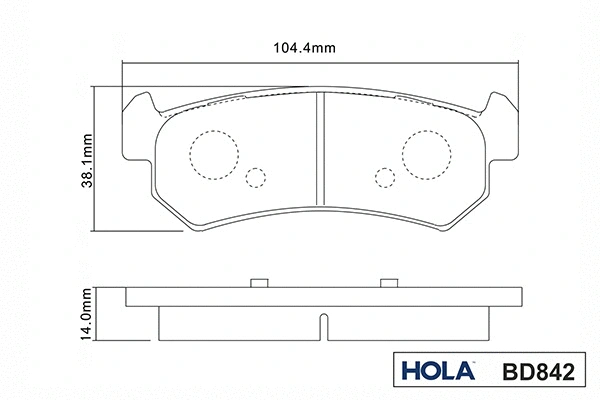 BD842 HOLA Комплект тормозных колодок, дисковый тормоз (фото 3)