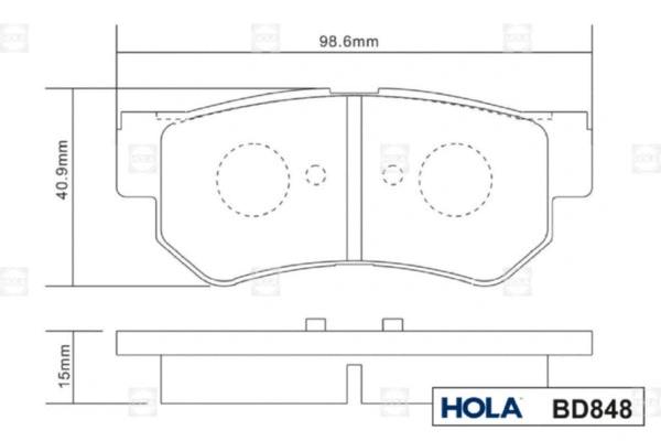 BD848 HOLA Комплект тормозных колодок, дисковый тормоз (фото 2)