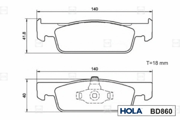 BD860 HOLA Комплект тормозных колодок, дисковый тормоз (фото 3)