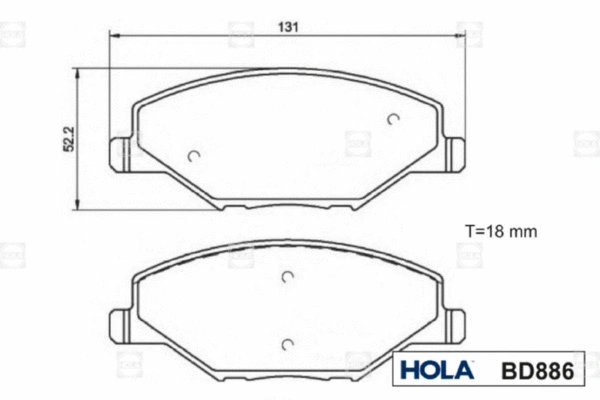 BD886 HOLA Комплект тормозных колодок, дисковый тормоз (фото 3)