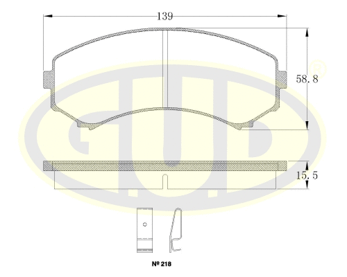 GBP039600 G.U.D Комплект тормозных колодок, дисковый тормоз (фото 1)