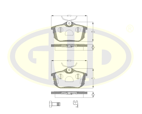 GBP060512 G.U.D Комплект тормозных колодок, дисковый тормоз (фото 1)