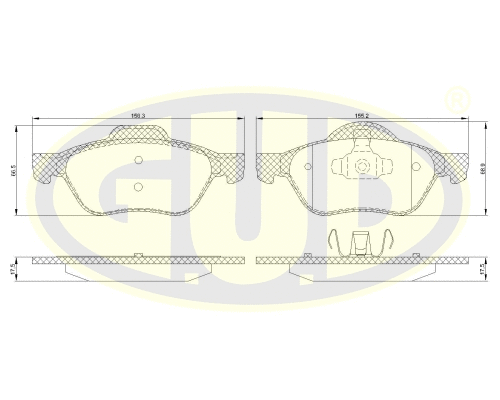 GBP096200 G.U.D Комплект тормозных колодок, дисковый тормоз (фото 1)
