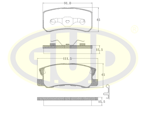 GBP880122 G.U.D Комплект тормозных колодок, дисковый тормоз (фото 1)