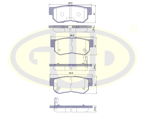 GBP880157 G.U.D Комплект тормозных колодок, дисковый тормоз (фото 1)