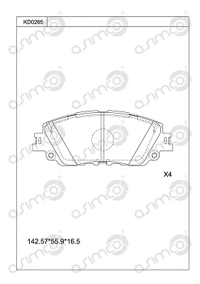 KD0265 ASIMCO Комплект тормозных колодок, дисковый тормоз (фото 1)