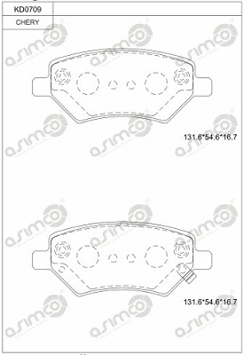 KD0709 ASIMCO Комплект тормозных колодок, дисковый тормоз (фото 1)