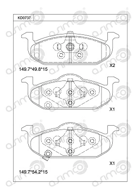 KD0737 ASIMCO Комплект тормозных колодок, дисковый тормоз (фото 1)