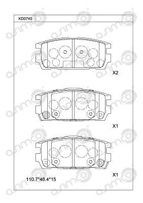 KD0740 ASIMCO Комплект тормозных колодок, дисковый тормоз (фото 1)