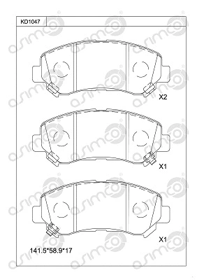 KD1047 ASIMCO Комплект тормозных колодок, дисковый тормоз (фото 1)