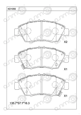 KD1055 ASIMCO Комплект тормозных колодок, дисковый тормоз (фото 1)