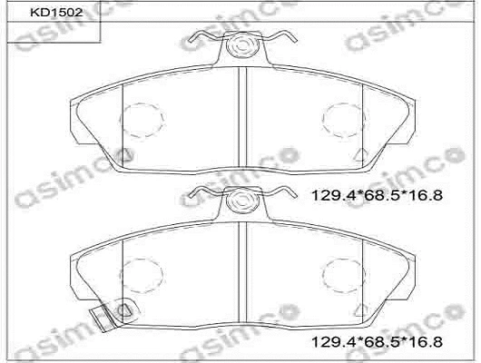 KD1502 ASIMCO Комплект тормозных колодок, дисковый тормоз (фото 1)