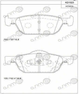 KD1523 ASIMCO Комплект тормозных колодок, дисковый тормоз (фото 1)