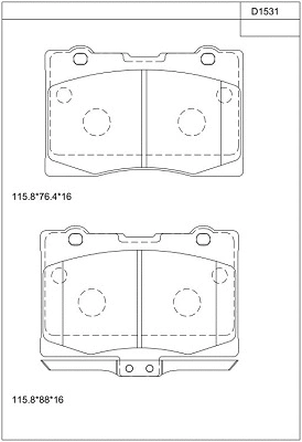 KD1531 ASIMCO Комплект тормозных колодок, дисковый тормоз (фото 1)