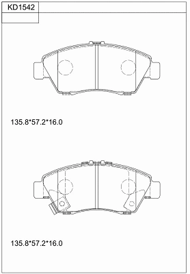 KD1542 ASIMCO Комплект тормозных колодок, дисковый тормоз (фото 1)