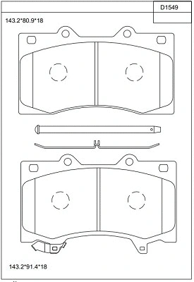 KD1549 ASIMCO Комплект тормозных колодок, дисковый тормоз (фото 1)