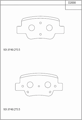 KD2000 ASIMCO Комплект тормозных колодок, дисковый тормоз (фото 1)