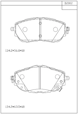 KD2002 ASIMCO Комплект тормозных колодок, дисковый тормоз (фото 1)