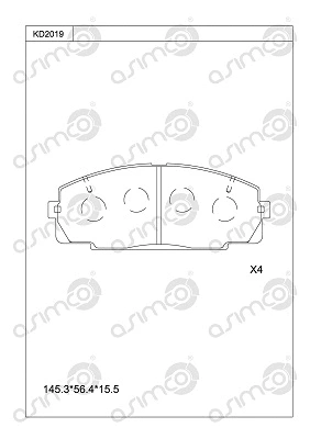 KD2019 ASIMCO Комплект тормозных колодок, дисковый тормоз (фото 1)