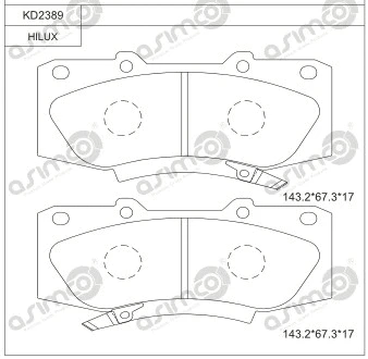 KD2389 ASIMCO Комплект тормозных колодок, дисковый тормоз (фото 1)