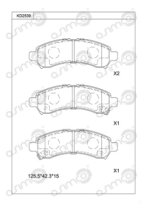 KD2539 ASIMCO Комплект тормозных колодок, дисковый тормоз (фото 1)