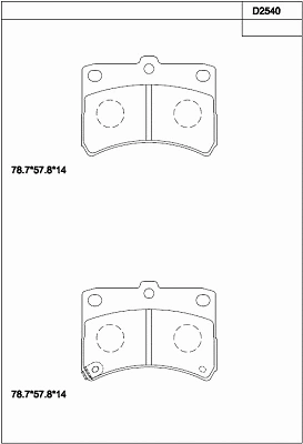 KD2540 ASIMCO Комплект тормозных колодок, дисковый тормоз (фото 1)