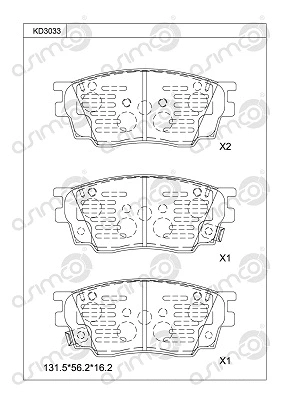 KD3033 ASIMCO Комплект тормозных колодок, дисковый тормоз (фото 1)