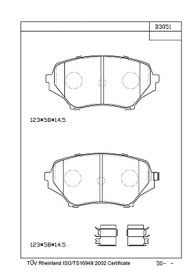 KD3051 ASIMCO Комплект тормозных колодок, дисковый тормоз (фото 1)