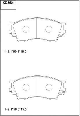 KD3504 ASIMCO Комплект тормозных колодок, дисковый тормоз (фото 1)