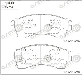 KD3601 ASIMCO Комплект тормозных колодок, дисковый тормоз (фото 1)