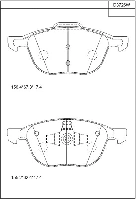 KD3726W ASIMCO Комплект тормозных колодок, дисковый тормоз (фото 1)