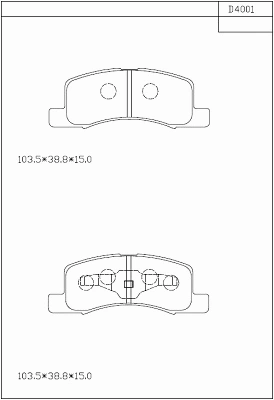 KD4001 ASIMCO Комплект тормозных колодок, дисковый тормоз (фото 1)