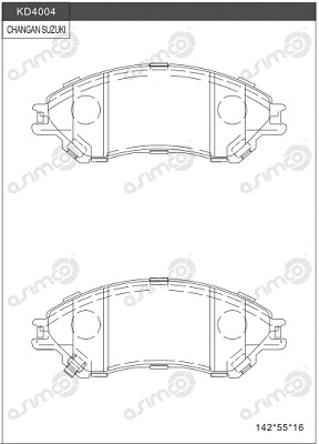 KD4004 ASIMCO Комплект тормозных колодок, дисковый тормоз (фото 1)