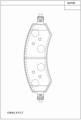 KD4735 ASIMCO Комплект тормозных колодок, дисковый тормоз (фото 1)