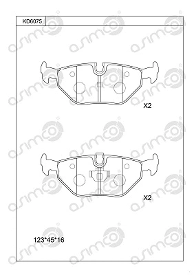 KD6075 ASIMCO Комплект тормозных колодок, дисковый тормоз (фото 1)