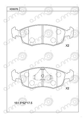 KD6078 ASIMCO Комплект тормозных колодок, дисковый тормоз (фото 1)