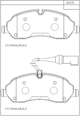 KD6091 ASIMCO Комплект тормозных колодок, дисковый тормоз (фото 1)