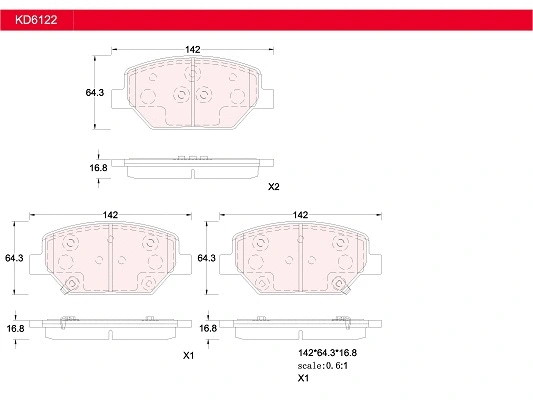 KD6122 ASIMCO Комплект тормозных колодок, дисковый тормоз (фото 1)