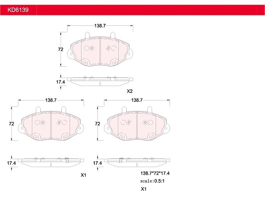 KD6139 ASIMCO Комплект тормозных колодок, дисковый тормоз (фото 1)