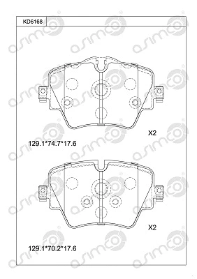 KD6168 ASIMCO Комплект тормозных колодок, дисковый тормоз (фото 1)