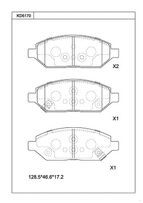 KD6170 ASIMCO Комплект тормозных колодок, дисковый тормоз (фото 1)
