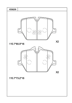 KD6235 ASIMCO Комплект тормозных колодок, дисковый тормоз (фото 1)