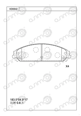 KD6542 ASIMCO Комплект тормозных колодок, дисковый тормоз (фото 1)