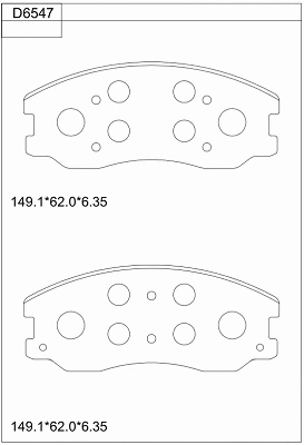 KD6547 ASIMCO Комплект тормозных колодок, дисковый тормоз (фото 1)