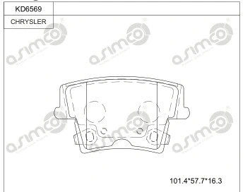 KD6569 ASIMCO Комплект тормозных колодок, дисковый тормоз (фото 1)