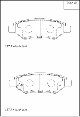 KD66415 ASIMCO Комплект тормозных колодок, дисковый тормоз (фото 1)