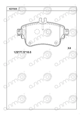 KD7005 ASIMCO Комплект тормозных колодок, дисковый тормоз (фото 1)