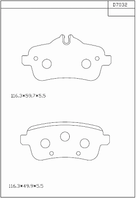 KD7032 ASIMCO Комплект тормозных колодок, дисковый тормоз (фото 1)