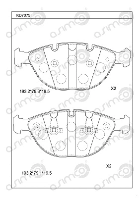 KD7075 ASIMCO Комплект тормозных колодок, дисковый тормоз (фото 1)