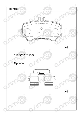 KD7153 ASIMCO Комплект тормозных колодок, дисковый тормоз (фото 1)